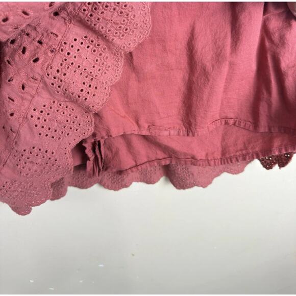 Mustard Seed Rust Eyelet Romper Dress Women’s S Terracotta Ruffle Boho Playsuit - Picture 10 of 16